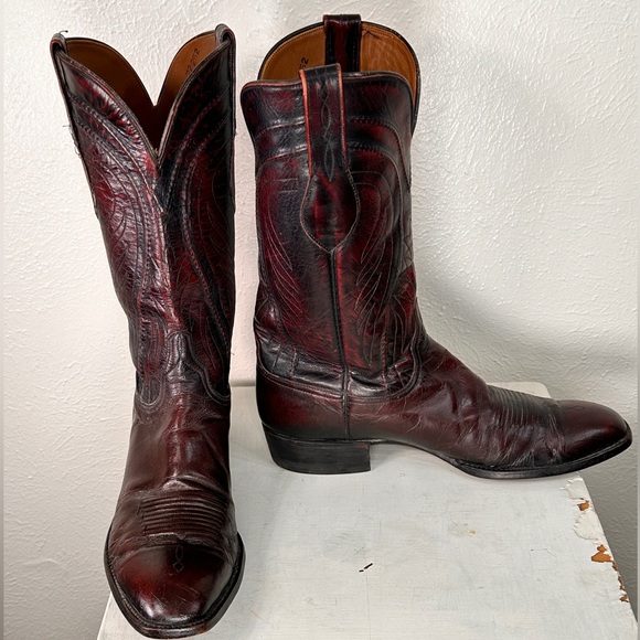 Lucchese Other - Vintage Lucchese dark cherry leather boots size 12 A